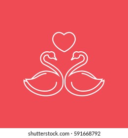 Valentines Day Couple Swans Heart Line Stock Vector (Royalty Free ...