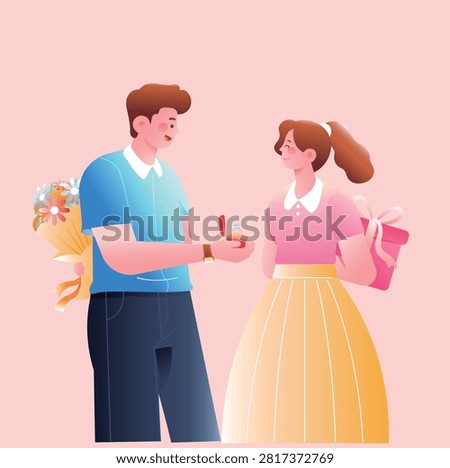 Valentine's Day couple vector illustration