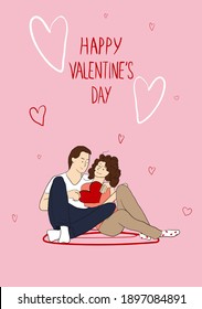 Valentinstag Paar vertikale Vorlage, Banner oder Einladung. Vektorgrafik