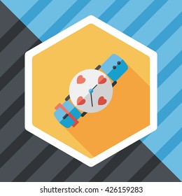 Valentine's Day couple watch flat icon with long shadow,eps10