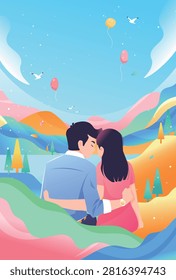 Valentine's Day Couple's Day Background Vector Illustration