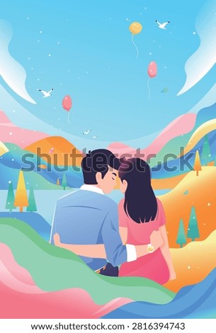 Valentine's Day Couple's Day Background Vector Illustration