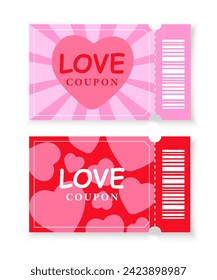 Valentine's day coupon template. Set of two coupons on a white background.