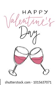 Valentine`s Day creative artistic card with lettering - Happy Valentine's Day. Vector illustration. Love and romantic card template. Hand drawn elements