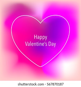 Valentine`s Day creative artistic card with colorful heart gradient background. Vector illustration. Wedding, love, romantic template.