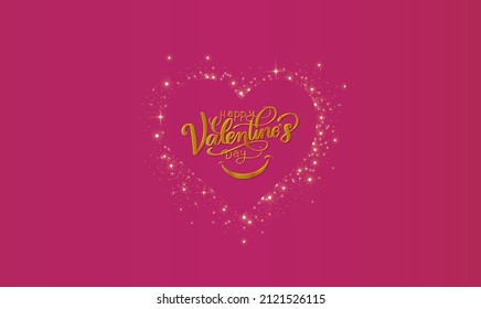 Valentines day creative banner background with text and red heart shape.