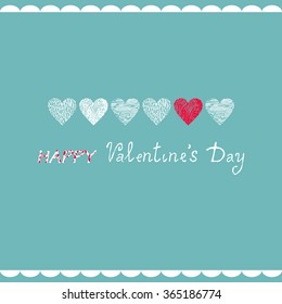 Valentines Day Creative Card Design, Beautiful heart, artistic pattern, retro and vintage style, Valentine's day elegant illustration