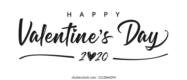 Valentine's day creative elegant type, handwriting monochrome banner. Valentines greeting card. Handdrawing slyle calligraphy. Decorative calligraphic text. Isolated abstract graphic design template.