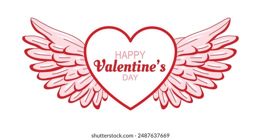 Día de San Valentín corazón creativo con alas, Anuncio, Amor