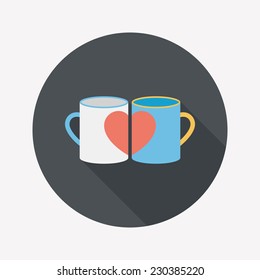 Valentine's day cup flat icon with long shadow,eps10