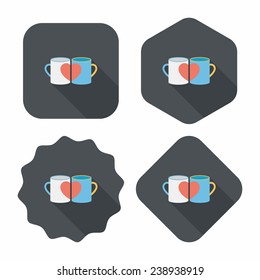 Valentine's day cup flat icon with long shadow,eps10