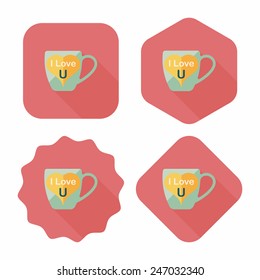 Valentine's day cup flat icon with long shadow,eps10