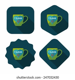Valentine's day cup flat icon with long shadow,eps10