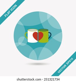 Valentine's day cup flat icon with long shadow,eps10