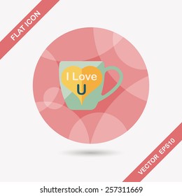 Valentine's day cup flat icon with long shadow,eps10