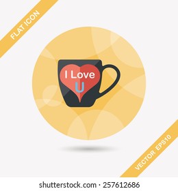 Valentine's day cup flat icon with long shadow,eps10
