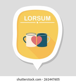 Valentine's day cup flat icon with long shadow,eps10