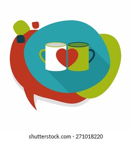 Valentine's day cup flat icon with long shadow,eps10