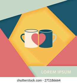 Valentine's day cup flat icon with long shadow,eps10