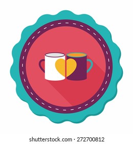 Valentine's day cup flat icon with long shadow,eps10