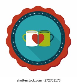 Valentine's day cup flat icon with long shadow,eps10