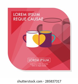 Valentine's day cup flat icon with long shadow,eps10