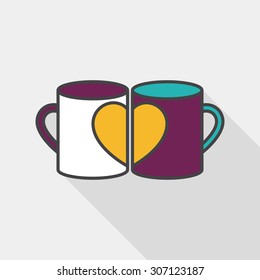 Valentine's day cup flat icon with long shadow,eps10