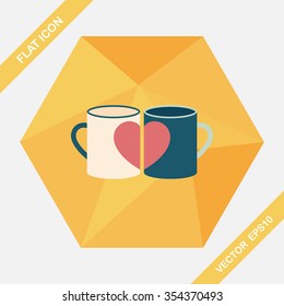 Valentine's day cup flat icon with long shadow,eps10