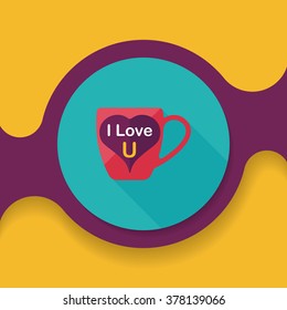 Valentine's day cup flat icon with long shadow,eps10