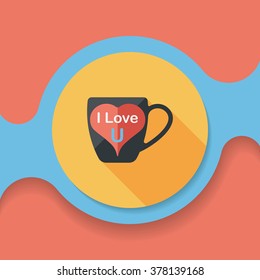 Valentine's day cup flat icon with long shadow,eps10