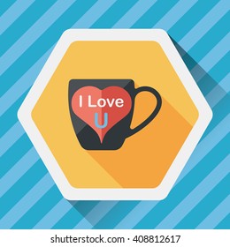 Valentine's day cup flat icon with long shadow,eps10