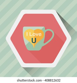 Valentine's day cup flat icon with long shadow,eps10