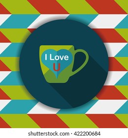 Valentine's day cup flat icon with long shadow,eps10