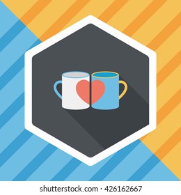 Valentine's day cup flat icon with long shadow,eps10
