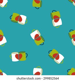 Valentine's day cup flat icon,eps10 seamless pattern background