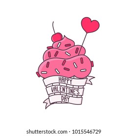 Valentine's day cupcake. It can be used for sticker, patch, phone case, poster, t-shirt, mug etc.