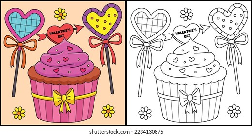 Valentines Day Cupcake and Candies Illustration