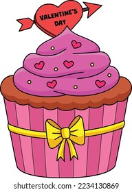 Valentines Day Cupcake Cartoon Colored Clipart 