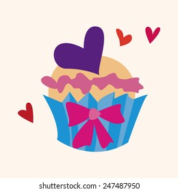 Valentine's Day cupcake flat icon elements background, eps10