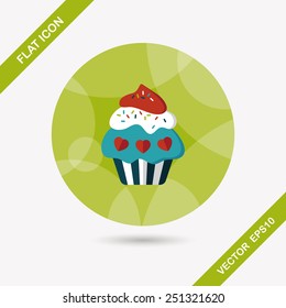 Valentine's Day cupcake flat icon with long shadow,eps10