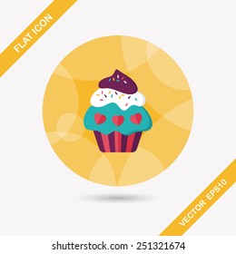 Valentine's Day cupcake flat icon with long shadow,eps10