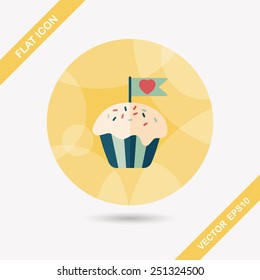 Valentine's Day cupcake flat icon with long shadow,eps10