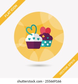 Valentine's Day cupcake flat icon with long shadow,eps10