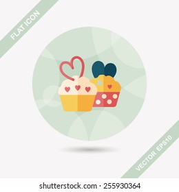 Valentine's Day cupcake flat icon with long shadow,eps10