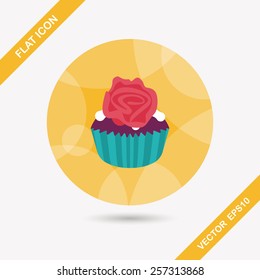Valentine's Day cupcake flat icon with long shadow,eps10