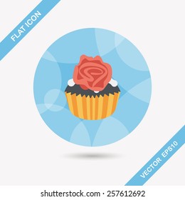 Valentine's Day cupcake flat icon with long shadow,eps10