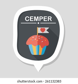 Valentine's Day cupcake flat icon with long shadow,eps10