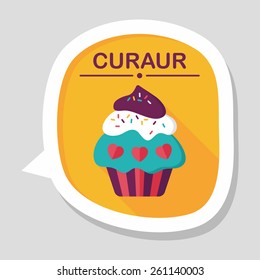 Valentine's Day cupcake flat icon with long shadow,eps10