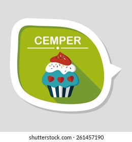 Valentine's Day cupcake flat icon with long shadow,eps10