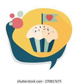 Valentine's Day cupcake flat icon with long shadow,eps10